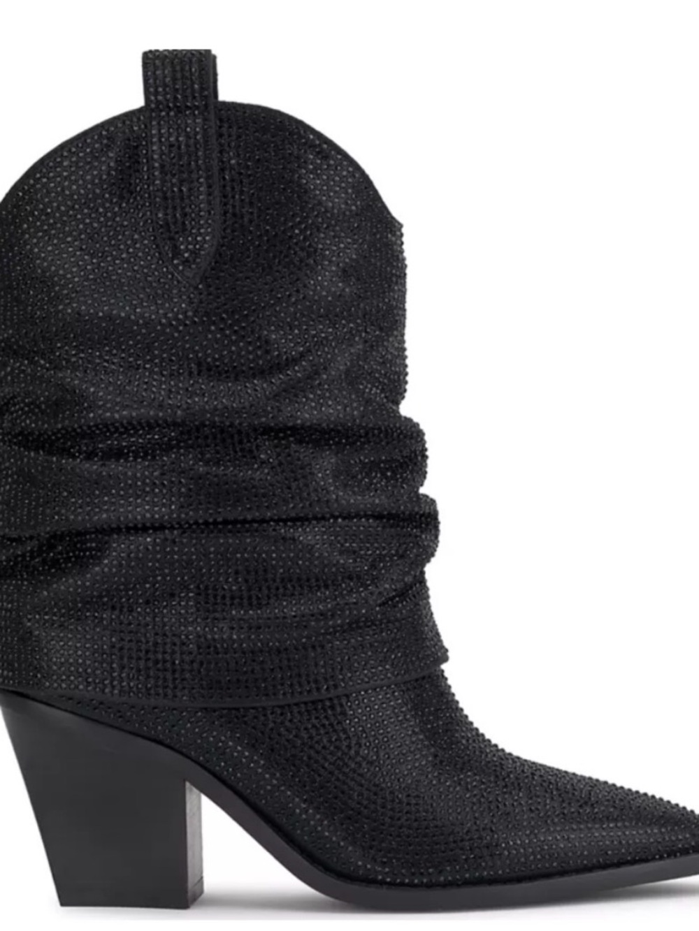 Jessica Simpson Black Crystal-Studded Pointed Toe Heeled Boots - Picture 1 of 6